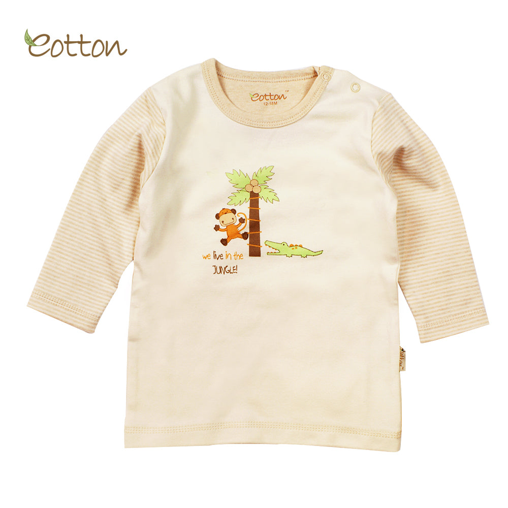 Organic Long Sleeve T-shirt with a Monkey