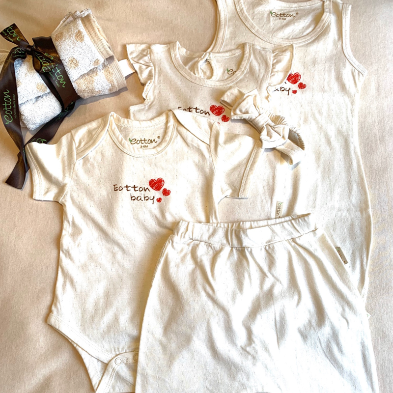 Organic Cotton Love Baby Girl Summer Newborn Gift Set