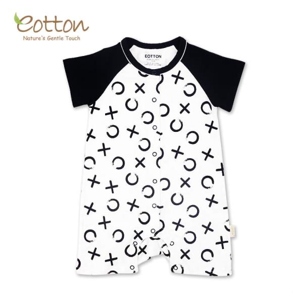 Organic Black and White Short Sleeve Baby Romper