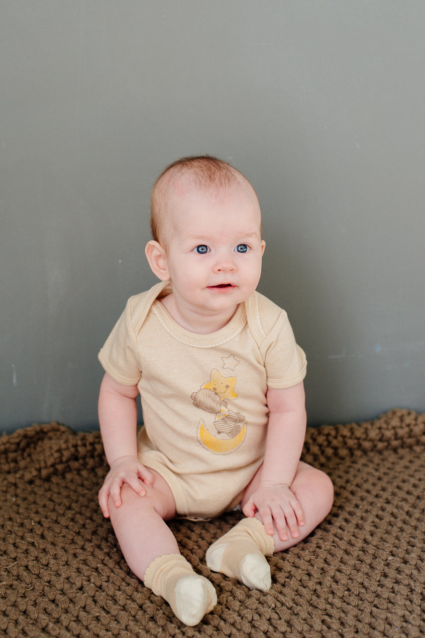 Organic Short Sleeve Body with Bear on the Moon.