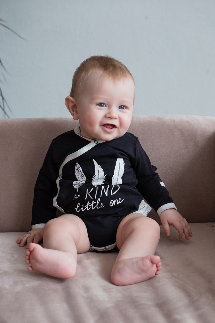 Organic Long Sleeve Kimono Bodysuit " Be Kind"