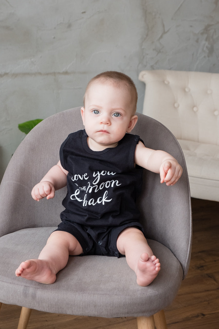 Organic "Love You" Sleeveless Baby Romper
