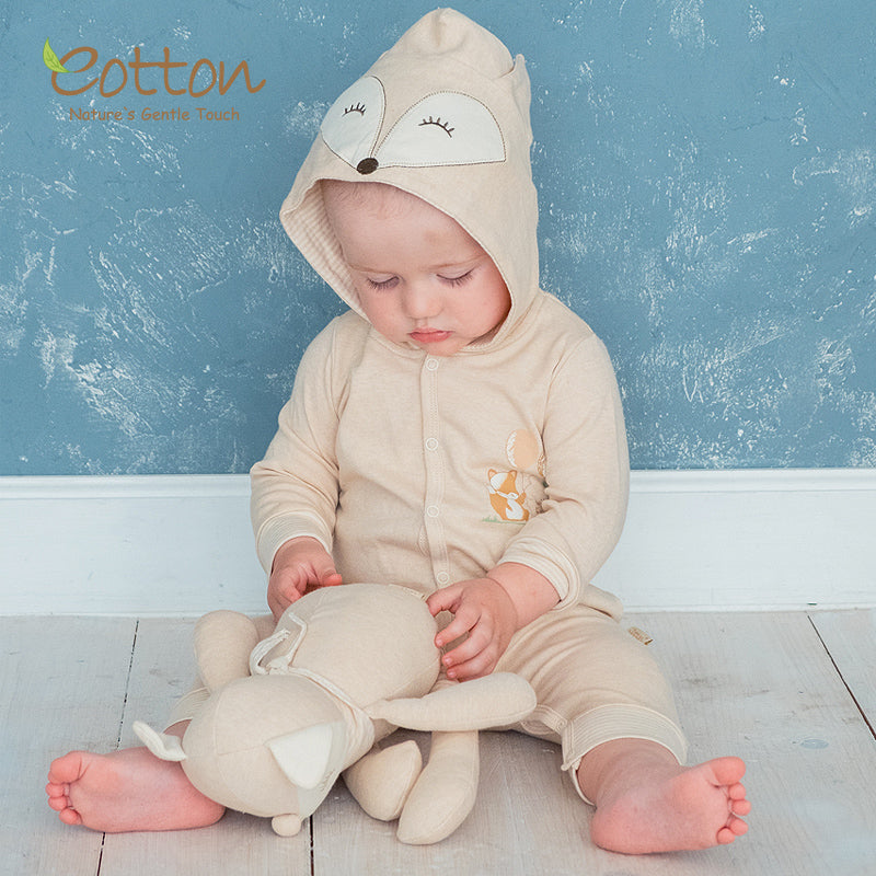 Organic Fox Baby Romper in Milk or Caramel