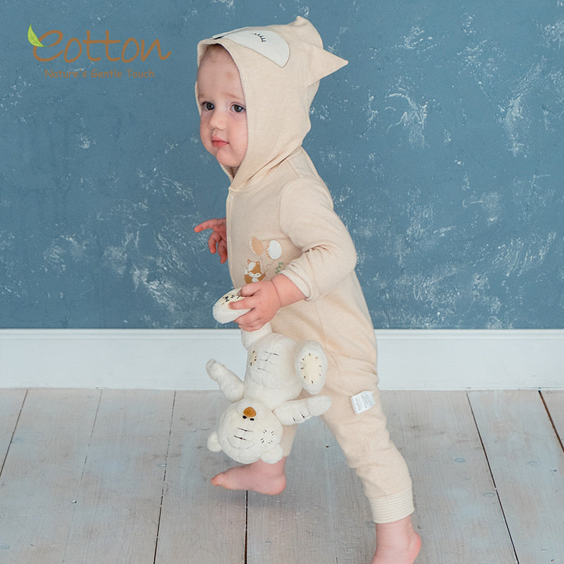 Organic Fox Baby Romper in Milk or Caramel