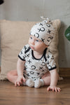 Organic Black and White Baby Hat with Knot Detail