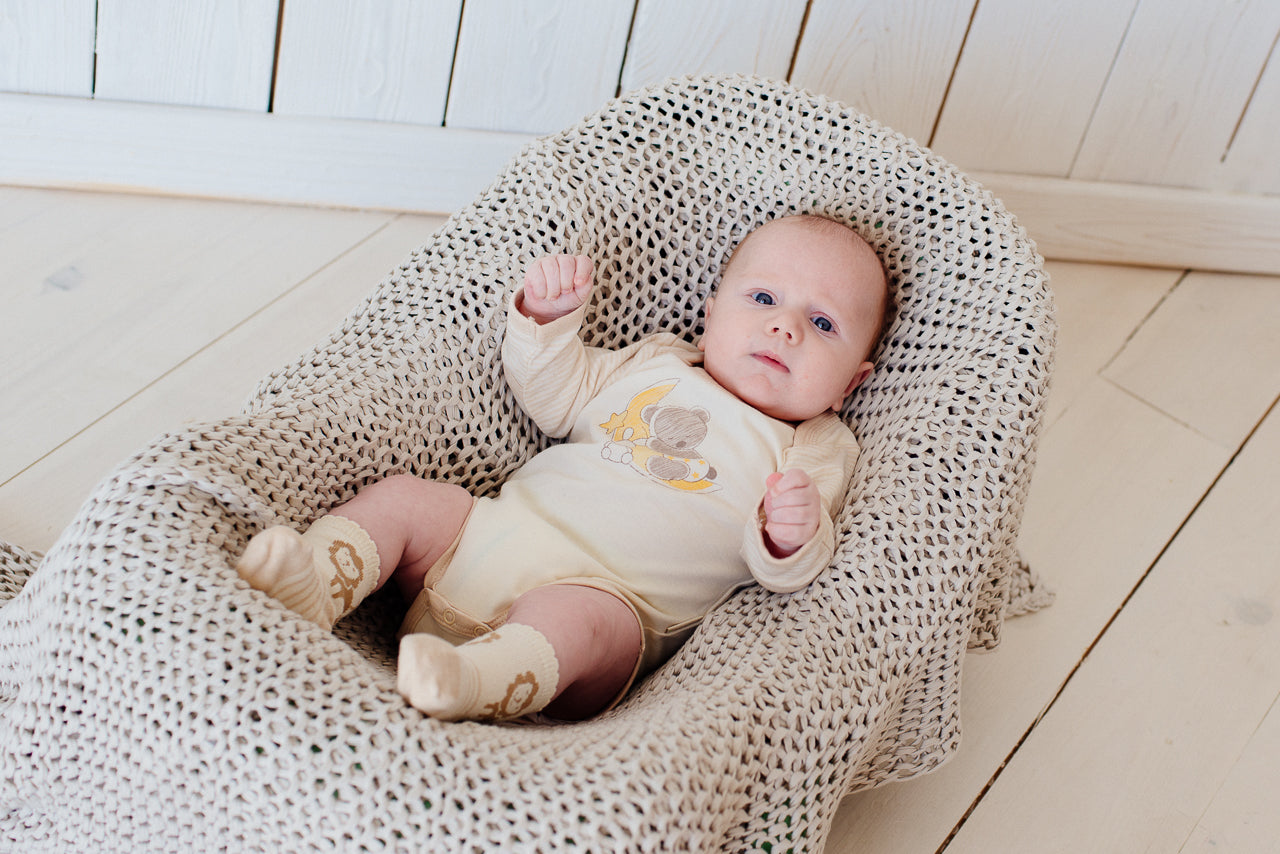 Organic Long Sleeve Bodysuit with Bear on the Moon