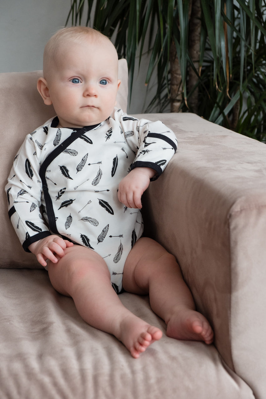 Organic Long sleeve Feather Kimono Bodysuit