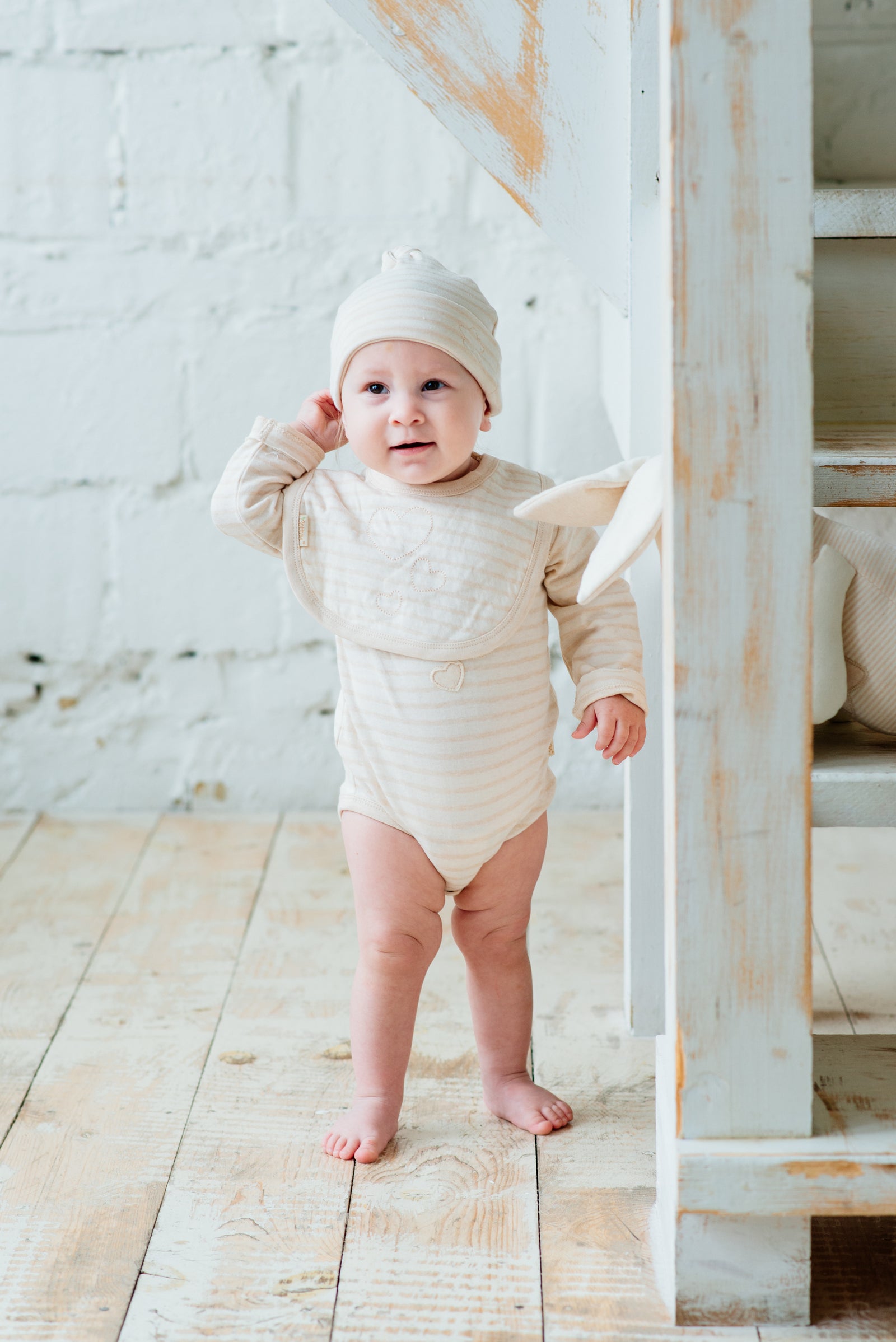 Organic Cotton Stripe Baby Hat with a Knot Detail