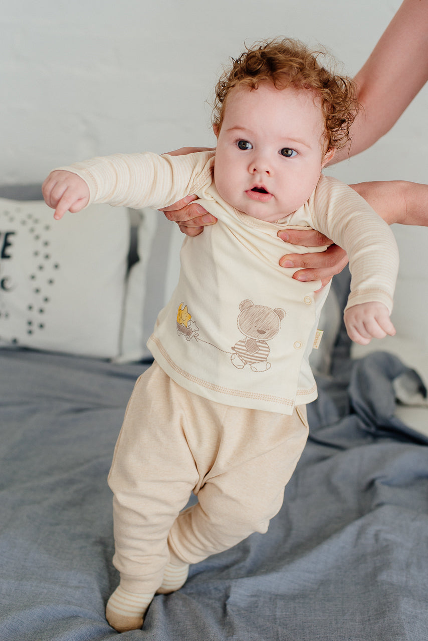Organic Kimono Top with Bear and Stars