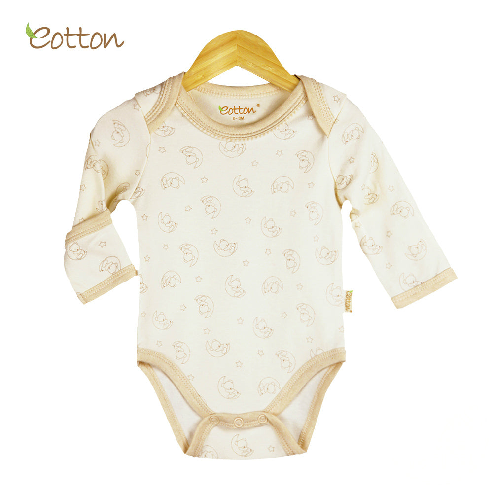 Organic Long Sleeve Bodysuit with Moon Pattern