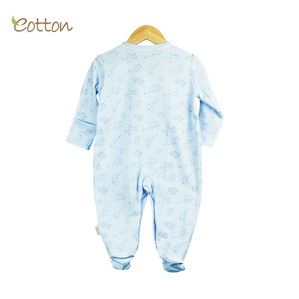 Organic Baby Blue Summer Long Sleeve Sleepsuit