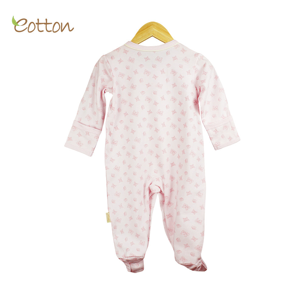 Organic Baby Pale Pink Sleepsuit with Butterflies