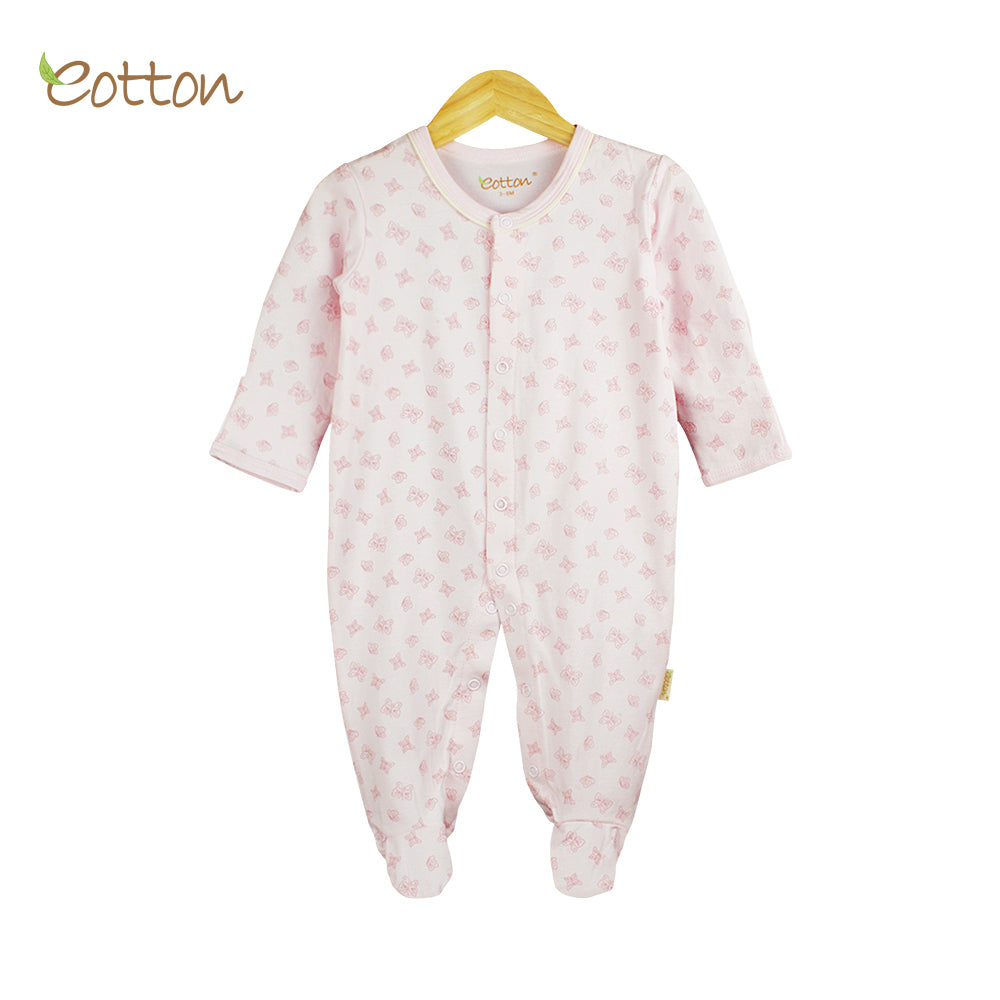 Organic Baby Pale Pink Sleepsuit with Butterflies