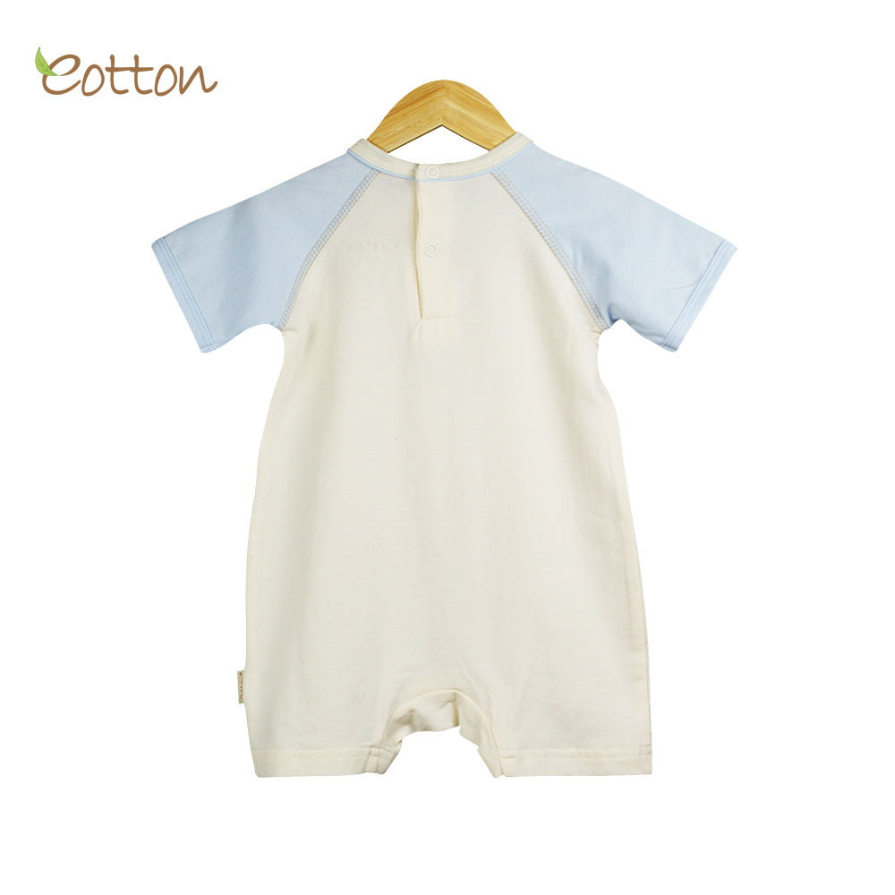Organic Baby Cream and Blue Summer Romper