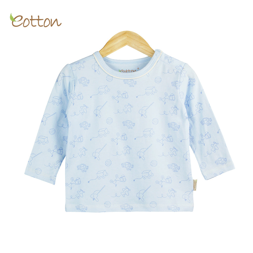 Organic Baby Blue Pyjama Top with Toys.