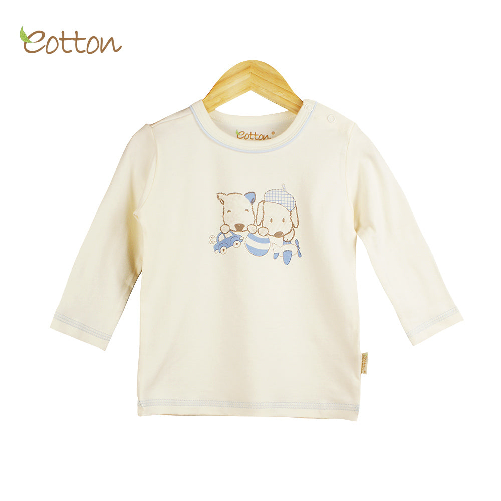 Organic Baby Cream Top with Dogs
