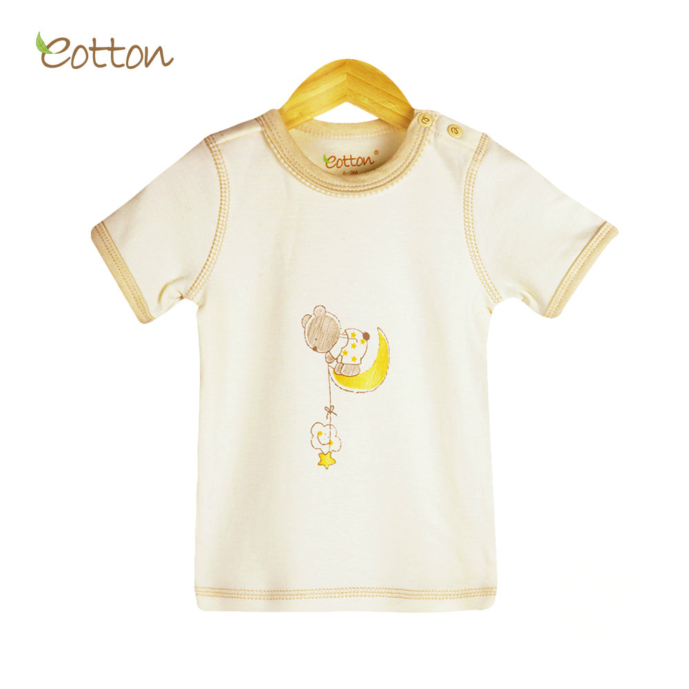 Organic Short Sleeve T-shirt with Bear on the Moon