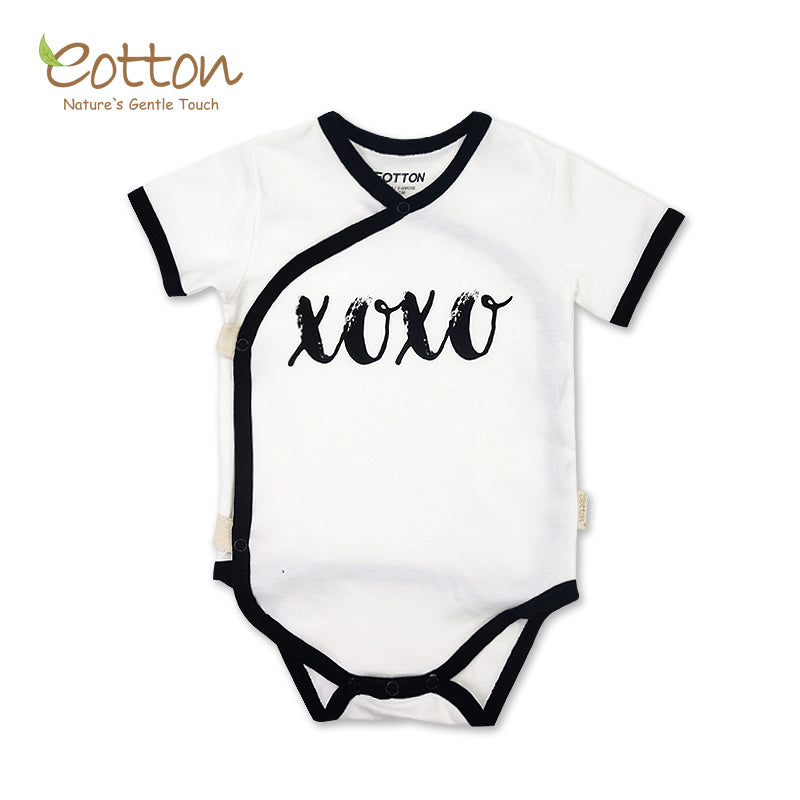 Organic Black and White Short Sleeve Graphic Baby Kimono