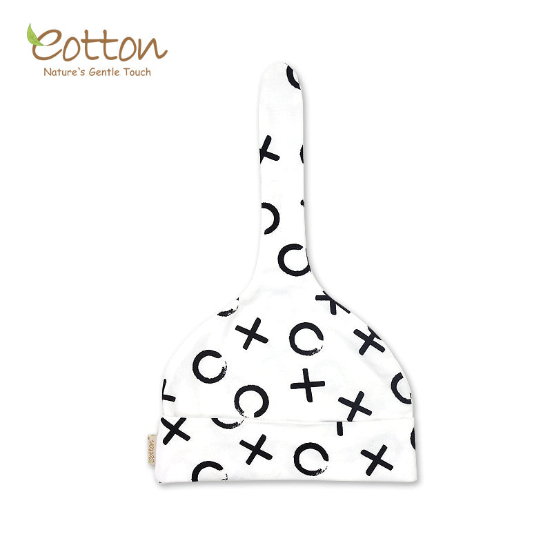 Organic Black and White Baby Hat with Knot Detail