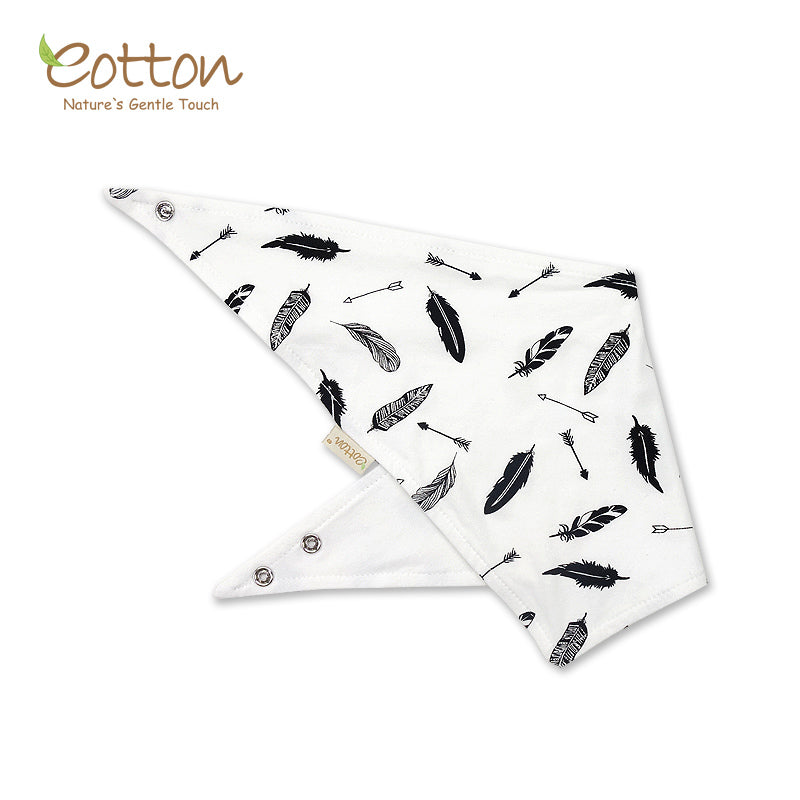 Organic "Feather"  Black and White Snap Closure Baby Bib