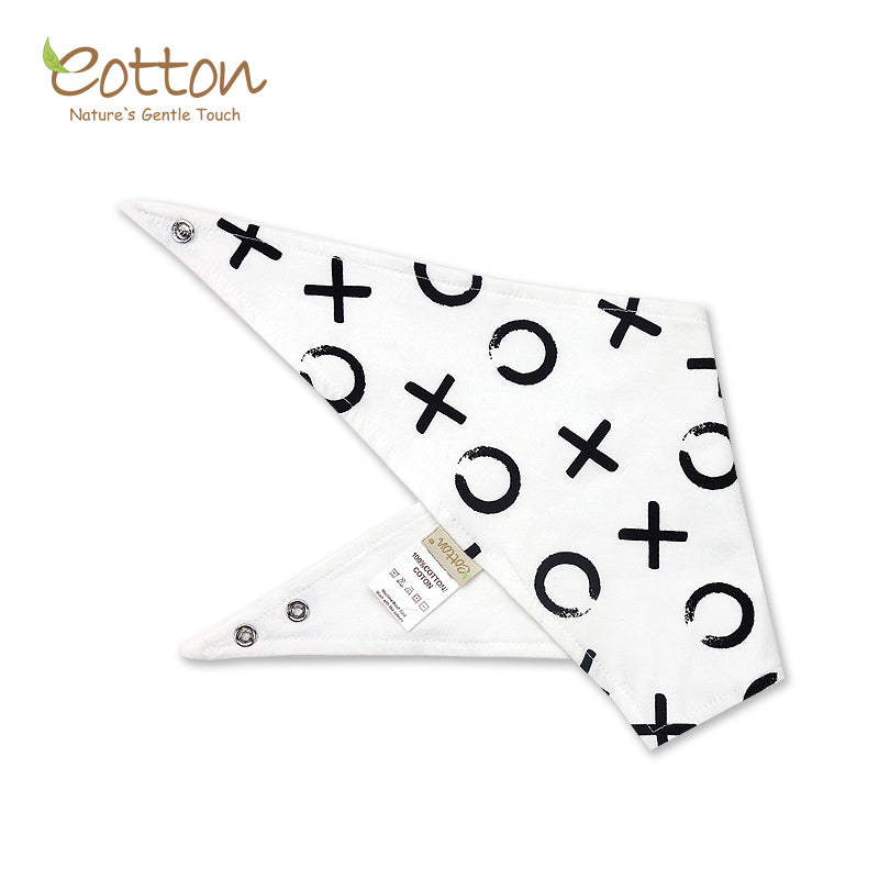 Organic XO Black and White Snap Closure Baby Bib