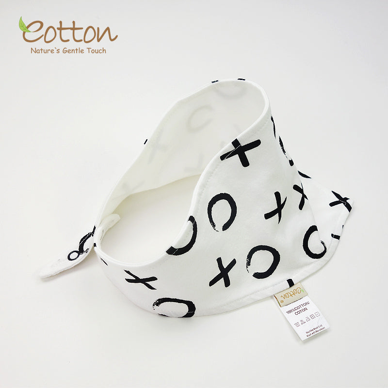 Organic XO Black and White Snap Closure Baby Bib