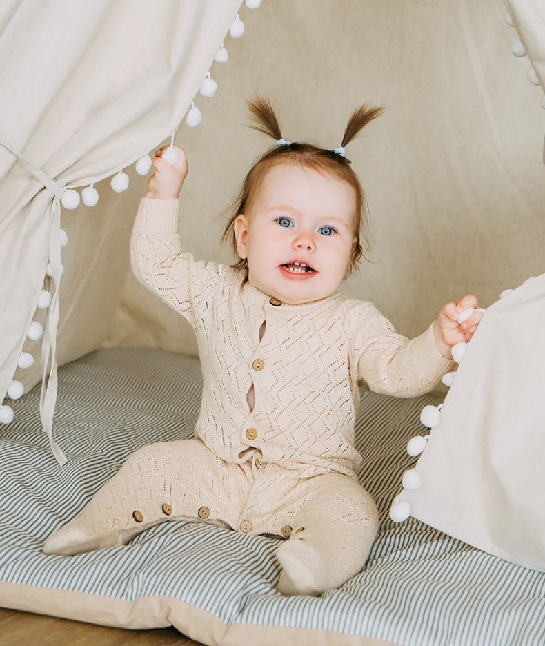 Organic Knitted Romper with Hat