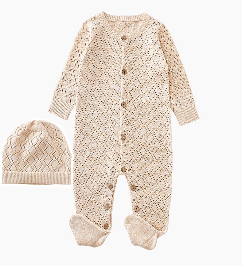 Organic Knitted Romper with Hat